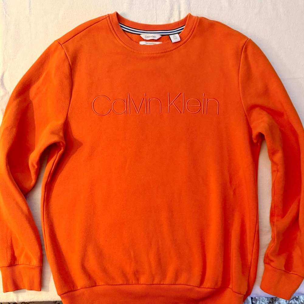 Calvin Klein Men's Vibrant Orange Crewneck Sweater Size M